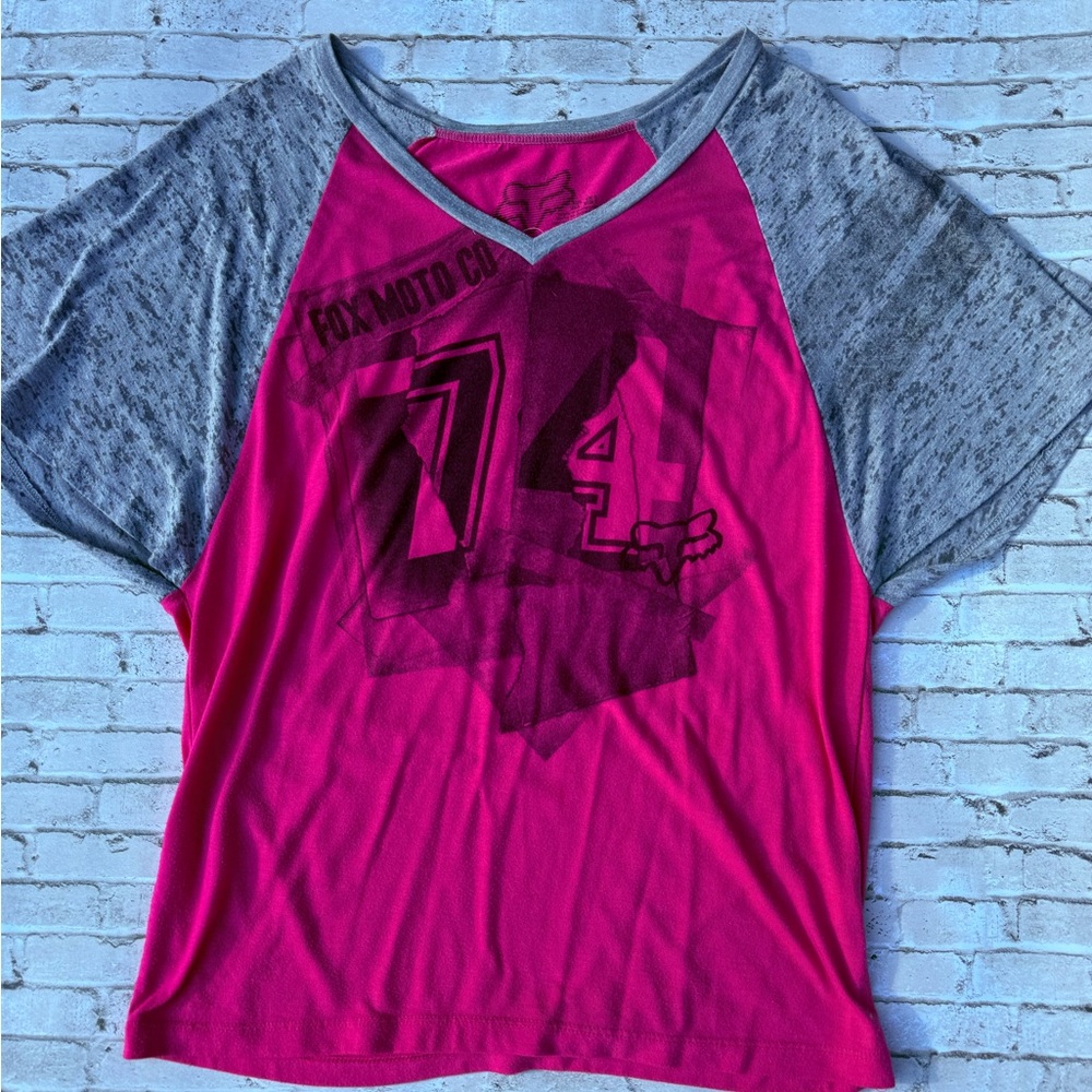 Fox Racing Flowy Pink and Gray Graphic T-Shirt
